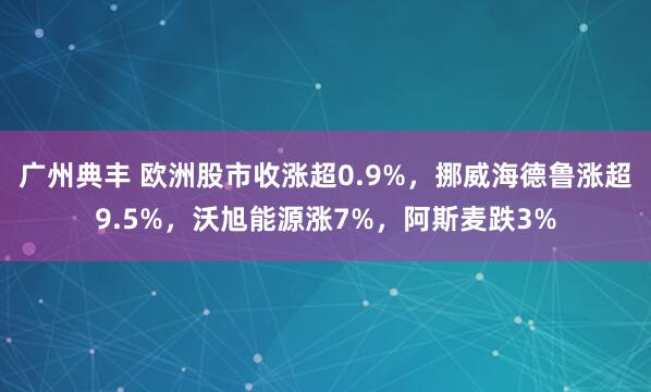 广州典丰 欧洲股市收涨超0.9%，挪威海德鲁涨超9.5%，沃旭能源涨7%，阿斯麦跌3%